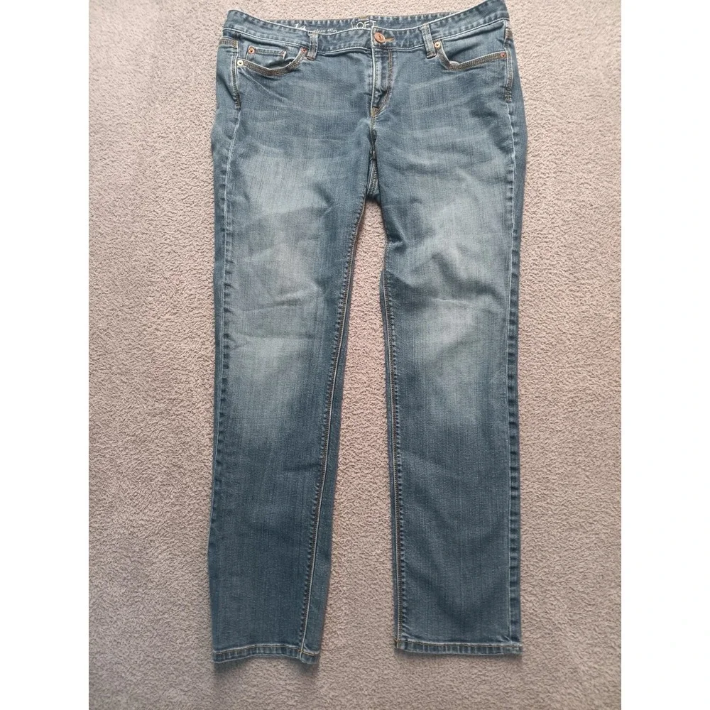 LOFT Modern Slim Jeans Women Size‎ 14 Blue Wash Stretch Denim Mid Rise Soft